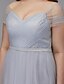 baratos OFERTAS VIP-Linha A Elegante Vestido Convidado do casamento Coquetel Longuette Manga Curta Ombro a Ombro Tule com Faixa / Fita Cruzado 2024