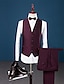 cheap Tuxedo Suits-Burgundy Blue Men&#039;s Wedding Party Evening Tuxedos 3 Piece Solid Colored Shawl Collar Tailored Fit Single Breasted One-button 2024