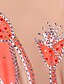 abordables Tenues de patinage artistique-Robe de Patinage Artistique Femme Fille Patinage Robes Tenue Rose pastèque Maille Spandex Haute élasticité Utilisation Exercice Tenue de Patinage Fait à la main Botanique Floral Lumière Mode Manches