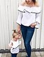cheap Matching Outfits-Mommy and Me Basic Daily Solid Colored Long Sleeve Clothing Set White