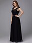 cheap Prom Dresses-A-Line Elegant Prom Formal Evening Dress V Neck Short Sleeve Floor Length Chiffon Lace with Sash / Ribbon 2020