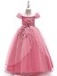 cheap Flower Girl Dresses-Princess Floor Length Flower Girl Dresses Party Polyester Short Sleeve Off Shoulder with Lace