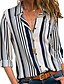 cheap Women&#039;s Blouses &amp; Shirts-Women&#039;s Daily Basic Plus Size Shirt - Striped Shirt Collar Red