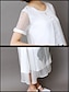 abordables Robes à motifs-Femme Robe de Mousseline Robe mi-longue Blanche Noir Manches Courtes Blanc Floral Imprimer Eté Col Rond Ample S M L XL XXL 3XL 4XL 5XL / Grande Taille / Grande Taille
