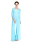 cheap The Wedding Store-Sheath / Column Pantsuit / Jumpsuit Mother of the Bride Dress Convertible Dress Strapless Floor Length Chiffon Sheer Lace 3/4 Length Sleeve with Lace 2022