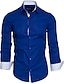 cheap Men&#039;s Casual Shirts-Men&#039;s Shirt Solid Colored Shirt Collar Daily Work Long Sleeve Tops Cotton Business White Black Royal Blue