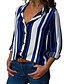 voordelige Damesblouses en -shirts-Dames Grote maten Gestreept Overhemd Standaard Dagelijks Overhemdkraag blauw / Licht Blauw