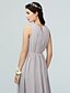 halpa Suknie dla druhen-A-Line Bridesmaid Dress Jewel Neck Sleeveless Furcal Floor Length Chiffon with Pleats / Split Front 2022