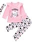 baratos Conjuntos-Toddler Girls&#039; Active Basic Daily Black &amp; White Geometric Print Long Sleeve Regular Regular Cotton Clothing Set Blushing Pink