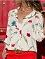 ieftine Bluze &amp; Cămăși Damă-Pentru femei Cămașă Floral Manșon Lung Zilnic Topuri Șifon De Bază În V Roz Îmbujorat Verde Militar Bleumarin