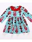 cheap Dresses-Kids Toddler Girls&#039; Active Christmas Cartoon Christmas 3/4 Length Sleeve Dress Light Blue