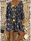 cheap Print Dresses-Women&#039;s Plus Size Daily Loose Shift Dress Deep V Navy Blue Purple Yellow XXXL XXXXL XXXXXL