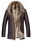 tanie Men&#039;s Jackets &amp; Coats-Men&#039;s Fur Coat Daily Winter Regular Coat Notch lapel collar Slim Luxury Jacket Long Sleeve Solid Colored Black Brown