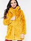 voordelige Bont en imitatiebont damesjassen-Women&#039;s Work / Club Sexy / Punk &amp; Gothic Winter Plus Size Long Fur Coat, Solid Colored Black &amp; Gray Shirt Collar Long Sleeve Faux Fur / Polyester Beige / Yellow / Fuchsia