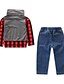 cheap Sets-Boys 3D Plaid Clothing Set Long Sleeve Fall Winter Active Basic Cotton Polyester Spandex Kids Toddler Daily Sports Slim