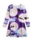 abordables Vêtements assorties pour la famille-Mommy and Me Active Daily Animal Long Sleeve Dress Purple