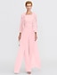 cheap Mother of the Bride Pantsuits-Jumpsuit / Pantsuit 3 Piece Mother of the Bride Dress Formal Wedding Guest Elegant Plus Size Square Neck Floor Length Chiffon Corded Lace Sleeveless Wrap Included with Lace Appliques 2024