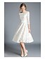 cheap Cocktail Dresses-A-Line Jewel Neck Knee Length Lace Elegant / White Holiday / Cocktail Party Dress with Pleats 2020