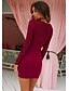 cheap Women&#039;s Dresses-Women&#039;s Sheath Dress Long Sleeve V Neck Elegant Daily Slim Black Wine Navy Blue S M L XL XXL