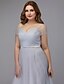 baratos OFERTAS VIP-Linha A Elegante Vestido Convidado do casamento Coquetel Longuette Manga Curta Ombro a Ombro Tule com Faixa / Fita Cruzado 2024