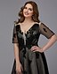 cheap Prom Dresses-A-Line Elegant Dress Formal Evening Floor Length Short Sleeve V Neck Lace Lace-up with Lace Insert Appliques 2023