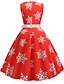 tanie Sukienki w stylu vintage-Damskie Święto Wyjściowe Vintage Elegancja Bawełna Swing Sukienka - Płatek śniegu Do kolan