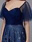 cheap Plus Size Dresses-A-Line Plus Size Dress Wedding Guest Prom Floor Length Short Sleeve Sweetheart Tulle Lace-up with Beading Pattern / Print 2024