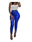 cheap Plus Size Bottoms-Women&#039;s Daily Basic Legging - Solid Colored, Sequins Mid Waist Blue Black Silver XL XXL XXXL / Slim