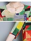 cheap Print Dresses-Women&#039;s Midi Dress Rainbow 3/4 Length Sleeve Color Block Patchwork Summer U Neck Chinoiserie Loose L XL XXL 3XL 4XL 5XL / Plus Size / Plus Size