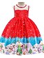 halpa Mekot-Girls&#039; Sleeveless Geometric Color Block Christmas 3D Printed Graphic Dresses Active Midi Polyester Dress Kids Christmas Daily Regular Fit