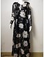cheap Print Dresses-Women&#039;s Daily Work Maxi Slim Bodycon Shift Swing Dress - Floral Crew Neck Black M L XL