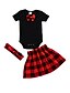 cheap Baby Girls&#039; Clothing Sets-Baby Girls&#039; Active / Street chic Christmas / Party / Holiday Solid Colored / Plaid Bow / Lace up / Print Short Sleeve Regular Regular Cotton Clothing Set Black / Toddler