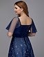 cheap Plus Size Dresses-A-Line Plus Size Dress Wedding Guest Prom Floor Length Short Sleeve Sweetheart Tulle Lace-up with Beading Pattern / Print 2024