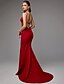 cheap Evening Dresses-Mermaid / Trumpet Beautiful Back Formal Evening Black Tie Gala Dress Halter Neck Sleeveless Sweep / Brush Train Spandex with Split Front 2021