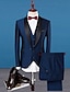 cheap Tuxedos-Burgundy Blue Men&#039;s Wedding Tuxedos 3 Piece Shawl Collar Solid Colored Tailored Fit Single Breasted One-button 2022