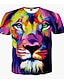 abordables T-shirt 3D homme-Homme T shirt Tee Graphic Animal 3D Col Rond Violet Manches Courtes Grande Taille du quotidien Fin de semaine Imprimer Hauts / Eté / Eté