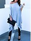 voordelige Dames T-shirts-Women&#039;s Solid Colored Loose T-shirt Street chic Daily One Shoulder Black / Light Blue