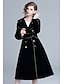 tanie Dame Trench Coats-Women&#039;s Daily Street chic Long Trench Coat, Solid Colored Turndown Long Sleeve Velvet Black