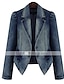 cheap Women&#039;s Jackets-Women&#039;s Denim Jacket Solid Colored Basic Long Sleeve Coat Fall Daily Regular Jacket Dark Blue / Notch lapel collar / Work