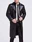 cheap Men&#039;s Jackets &amp; Coats-Men&#039;s Work / Party / Cocktail Punk &amp; Gothic / Military Winter Plus Size Long Leather Jacket, Solid Colored Fantastic Beasts Stand Long Sleeve Faux Fur / PU Patchwork Black