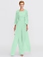 cheap Mother of the Bride Pantsuits-Jumpsuit / Pantsuit 3 Piece Mother of the Bride Dress Formal Wedding Guest Elegant Plus Size Square Neck Floor Length Chiffon Corded Lace Sleeveless Wrap Included with Lace Appliques 2024