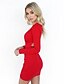 cheap Women&#039;s Dresses-Women&#039;s Daily Elegant Slim Sheath Dress - Solid Colored Deep V Black Red S M L / Sexy