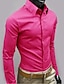 abordables Camisas-hombre camisa de negocios vestido básico ropa de trabajo camisas formales regular fit manga larga cuello clásico un color poliéster negro blanco rosa 2024