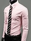 voordelige Overhemden-Heren zakelijk overhemd basic jurk werkkleding formele overhemden regular fit lange mouw klassieke kraag effen polyester zwart wit roze model 2024