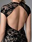 cheap Evening Dresses-Mermaid / Trumpet See Through Formal Evening Dress Y Neck Sleeveless Sweep / Brush Train Tulle Sequined with Sequin 2020