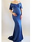 cheap Äitiysvaatteet-Women&#039;s Sheath Dress Blue Wine Light Blue Half Sleeve Solid Colored Off Shoulder Elegant S M L XL / Maxi / Maternity
