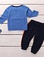 baratos Conjuntos de roupa de bebé meninos-bebê Para Meninos Vintage Diário Sólido Manga Longa Padrão Conjunto Azul / Bébé
