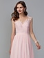 cheap Bridesmaid Dresses-A-Line Illusion Neck Floor Length Chiffon / Lace Bridesmaid Dress with Lace / Sash / Ribbon / Split Front