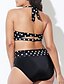 cheap Plus Size Swimwear-Women&#039;s Plus Size Basic Strap Black Wrap Cheeky Bikini Swimwear - Polka Dot XL XXL XXXL Black / Sexy