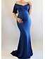 cheap Äitiysvaatteet-Women&#039;s Sheath Dress Blue Wine Light Blue Half Sleeve Solid Colored Off Shoulder Elegant S M L XL / Maxi / Maternity